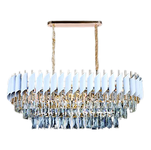 LUSTRE SINDORA DCD06596 METAL BRANCO/ CRISTAL TRANSPARENTE 75X35CM E14×8 CABO 1M