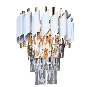 ARANDELA SINDORA DCB06597 METAL BRANCO/ CRISTAL TRANSPARENTE 24X31X14CM E14×2