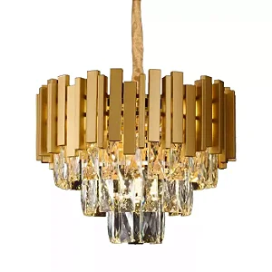 LUSTRE SINDORA DCD00457 METAL DOURADO/ CRISTAL TRANSPARENTE Φ38X28CM E14X5