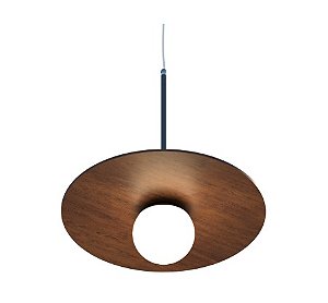 PENDENTE FOX LUSTRES 1004 ORB 50X40CM MADEIRA E ACRÍLICO 1XE27