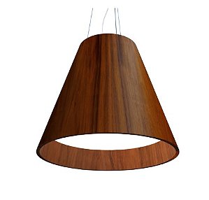 PENDENTE FOX LUSTRES 106 CÔNICO 45X52CM MADEIRA E ACRÍLICO 3XE27
