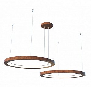 PENDENTE FOX LUSTRES 1071 2 ARCOS 4CMXØ70 MADEIRA E ACRÍLICO 3000K