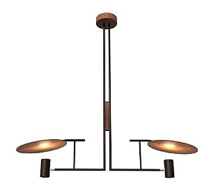 PENDENTE FOX LUSTRES TUNE 110X109X30CM MADEIRA E AÇO CARBONO 2XGU10