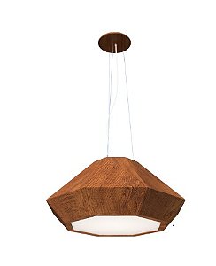 PENDENTE FOX LUSTRES FACETADO 32X72X72CM MADEIRA, ACRÍLICO E AÇO CARBONO 3XE27