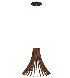 PENDENTE FOX LUSTRES 3008 RIPADA 30X35CM MADEIRA, MDF E CABO DE AÇO 1XE27