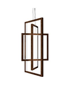 PENDENTE FOX LUSTRES 4010 LED 80X40X40CM MADEIRA, MDF E CABO DE AÇO 3000K