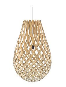 PENDENTE FOX LUSTRES 317 RAIZEN 100X55CM MADEIRA, ACRÍLICO E CABO DE AÇO 1XE27
