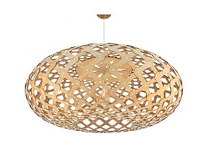 PENDENTE FOX LUSTRES 326 RAIZEN 40X80CM MADEIRA, ACRÍLICO E CABO DE AÇO 1XE27