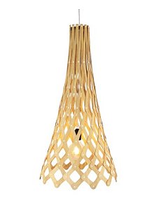PENDENTE FOX LUSTRES 340 RAIZEN 80X40CM MADEIRA, ACRÍLICO E CABO DE AÇO 1XE27