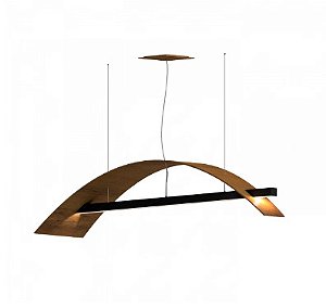 PENDENTE FOX LUSTRES 360 WAVE 20X110X25CM MADEIRA, ACRÍLICO E CABO DE AÇO 3000K