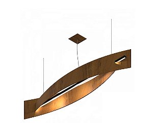 PENDENTE FOX LUSTRES 363 WAVE 25X110CM MADEIRA, ACRÍLICO E CABO DE AÇO 3000K