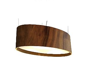 PENDENTE FOX LUSTRES 470 OVAL 21X76X29CM MADEIRA, MDF,  ACRÍLICO E CABO DE AÇO 4XE27