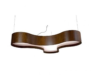 PENDENTE FOX LUSTRES 481 SEMI CILÍNDRICO 21X120X120CM MADEIRA, MDF,  ACRÍLICO E CABO DE AÇO 6XE27