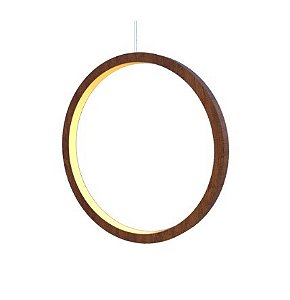PENDENTE FOX LUSTRES 5007 LED Ø80X4CM MADEIRA, MDF,  ACRÍLICO E CABO DE AÇO 3000K