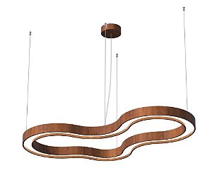 PENDENTE FOX LUSTRES 5012 SEMI CILÍNDRICO 6X120X67CM MADEIRA, MDF,  ACRÍLICO E CABO DE AÇO 3000K