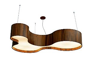PENDENTE FOX LUSTRES 540 SEMI CILÍNDRICO 21X100X70CM MADEIRA E ACRÍLICO 7XE27