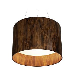 PENDENTE FOX LUSTRES 595 CILÍNDRICO Ø35x30CM MADEIRA, MDF, ACRÍLICO, CABO DE AÇO 3XE27