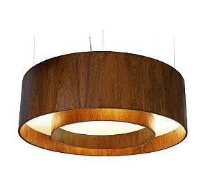 PENDENTE FOX LUSTRES 600 CILÍNDRICO Ø60X21CM MADEIRA, MDF, ACRÍLICO, CABO DE AÇO 5XE27