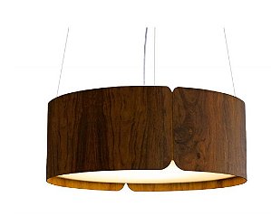 PENDENTE FOX LUSTRES 661 CILÍNDRICO Ø50X21CM MADEIRA, MDF, ACRÍLICO, CABO DE AÇO 4XE27