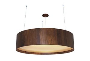 PENDENTE FOX LUSTRES 696 CILÍNDRICO Ø70X16CM MADEIRA, MDF, ACRÍLICO, CABO DE AÇO 6XE27