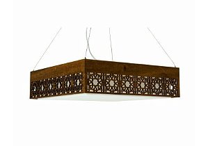 PENDENTE FOX LUSTRES 820 LASER 15X50X50CM MADEIRA, MDF, ACRÍLICO, CABO DE AÇO 4XE27