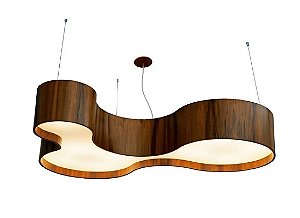 PENDENTE FOX LUSTRES 551 SEMI CILÍNDRICO 21X140X98CM MADEIRA E ACRÍLICO 10XE27