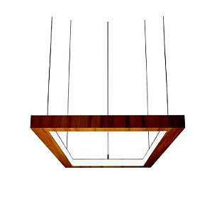 PENDENTE FOX LUSTRES 883 LED QUADRADO 4X45X90CM MADEIRA, MDF, ACRÍLICO E CABO DE AÇO 3000K