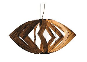 PENDENTE FOX LUSTRES 891 CLEAN Ø86X49CM MADEIRA, CABO DE AÇO 1XE27