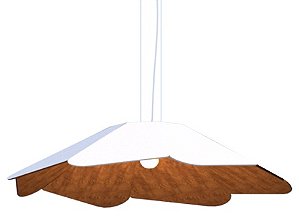 PENDENTE FOX LUSTRES 895 FACETADO Ø95X21CM MADEIRA, CABO DE AÇO 1XE27