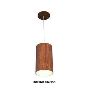 PENDENTE FOX LUSTRES 916 CILÍNDRICO Ø15X30CM MADEIRA, MDF E CABO DE AÇO 1XE27
