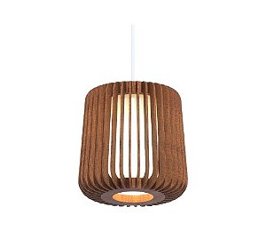 PENDENTE FOX LUSTRES L196 RIPADA Ø35X34CM MADEIRA, MDF, CABO DE AÇO CÚPULA DE TECIDO 1XE27