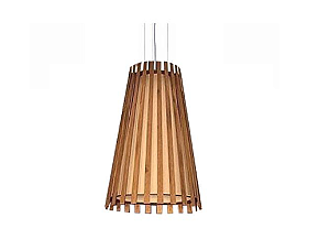 PENDENTE FOX LUSTRES L210 CÔNICO Ø46X32CM MADEIRA, MDF, CABO DE AÇO E CÚPULA DE TECIDO 1XE27