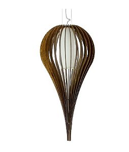 PENDENTE FOX LUSTRES L51 RIPADA Ø34X65CM MADEIRA, MDF, CABO DE AÇO E CÚPULA DE TECIDO 1XE27