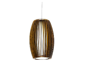 PENDENTE FOX LUSTRES L90 BARRIL Ø24X42CM MADEIRA, MDF, CABO DE AÇO E CÚPULA DE TECIDO 1XE27