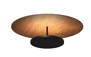 PLAFON FOX LUSTRES P81 Ø45X25CM MADEIRA E AÇO CARBONO 3000K