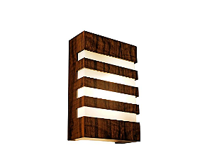 ARANDELA FOX LUSTRES AR40 RIPADA 30X20X9CM MADEIRA, MDF E ACRÍLICO 2XE27