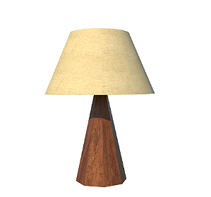 ABAJUR FOX LUSTRES 5315 FACETADO Ø40X58CM MADEIRA, MDF E CÚPULA DE TECIDO 1XE27