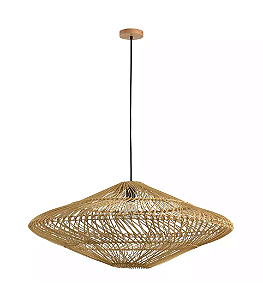 PENDENTE SKYLIGHT SKY-4045P ÔTAKI Ø40CM RATTAN 3M D/CABO RATTAN E CANOPLA DE MADEIRA E27