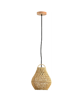 PENDENTE SKYLIGHT SKY-4049 ÔTAKI Ø20CM RATTAN 3M D/CABO RATTAN E CANOPLA DE MADEIRA 1XE27