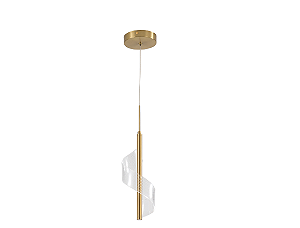 PENDENTE SKYLIGHT SKY-3066DO MAST Ø12X30CM DOURADO 1,5M D/CABO 3000K 450LM METAL E ACRÍLICO