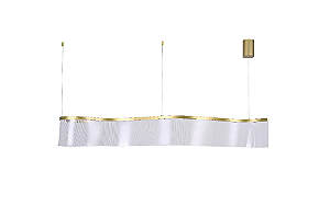 PENDENTE SKY-4028 SINUOUS 150X20CM 3M D/CABO DOURADO METAL E ACRÍLICO TRANSPARENTE 45W 3000K