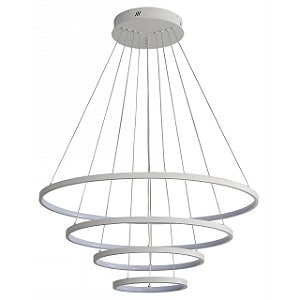PENDENTE SKYLIGHT SKY-3038BR JÚPTER BRANCO Ø40XØ60XØ80XØ100CM 6M D/ CABO 3000K 86W