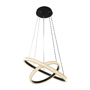 PENDENTE SKYLIGHT SKY-4010PT APOGEU Ø60XØ40CM PRETA ALUMÍNIO E ACRÍLICO 3000K 4960LM