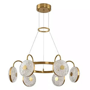PENDENTE SKYLIGHT SKY-3104 KAHA Ø65CM 2M D/CABO DOURADO E ACRÍLICO TRANSPARENTE 67W 3000K