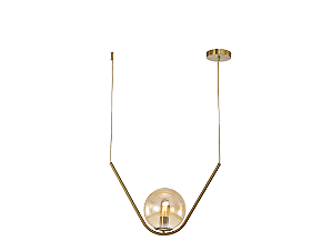 PENDENTE SKYLIGHT SKY-3044 GIFT Ø20X55X38CM DOURADO, VIDRO ÂMBAR E METAL 1XE27