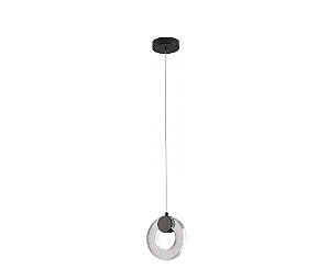 PENDENTE SKYLIGHT SKY-4001PT CANE Ø15X15 PRETO METAL E CRISTAL 3000K 800LM