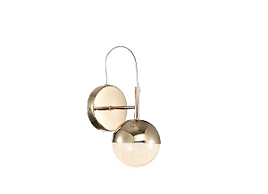 ARANDELA SKYLIGHT SKY-4015AR GLOB FRENCH GOLD E TRANSP 17X12X20CM METAL E ACRÍLICO 3000K 480LM