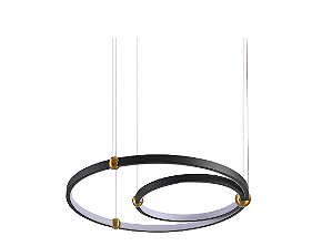PENDENTE SKYLIGHT SKY-3074PT CIRCLES Ø50XØ30CM PRETO 3M D/CABO METAL E ALUMÍNIO 3000K 4000LM