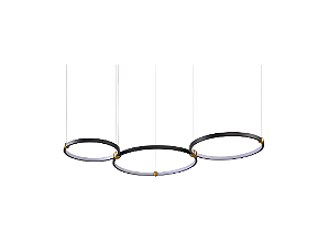 PENDENTE SKYLIGHT CIRCLES SKY-3076PT Ø50XØ40XØ30CM PRETO 3M D/CABO METAL E ALUMÍNIO 3000K 5600LM