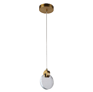 PENDENTE SKYLIGHT SKY-3051DO SAND Ø11X15CM METAL DOURADO E CRISTAL 3000K 240LM